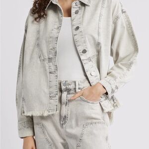 All Saints Hettie Raw Hemmed Silver Metallic Shacket